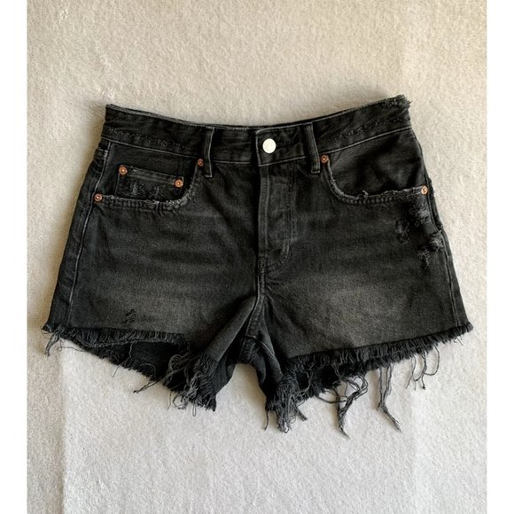 Free People We The Free Black Distressed Denim Shorts NEW W/OUT TAGS - Picture 1 of 8
